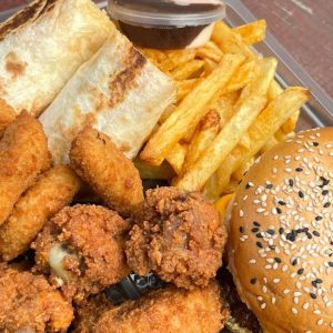 Burger, Wrap, 6 Wings, 5 Nuggets & Medium Fries
